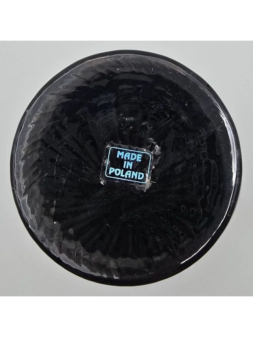 Vintage Krosno Attributed Black Amethyst Art Glass Pedestal Vase Poland